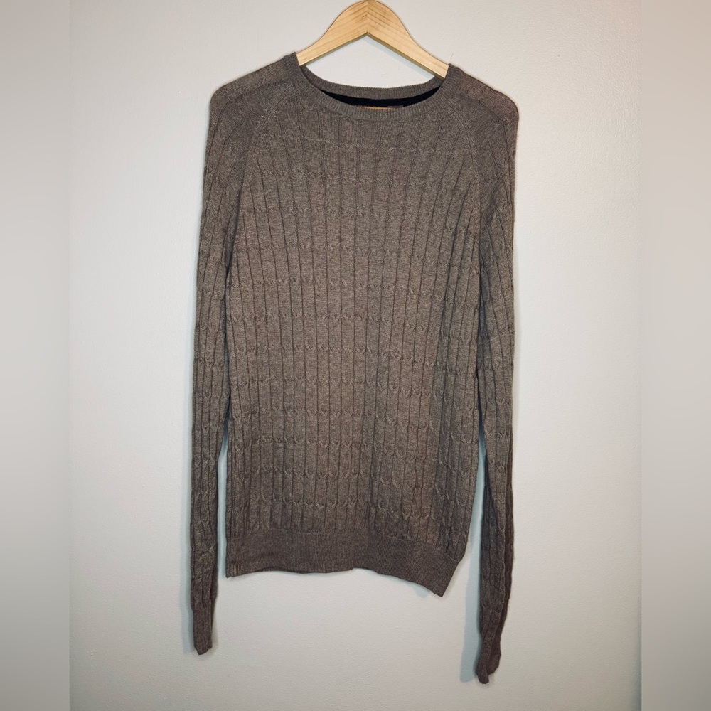 Impermeable Merino Silk Cashmere Cable Knit Sweater Mens L